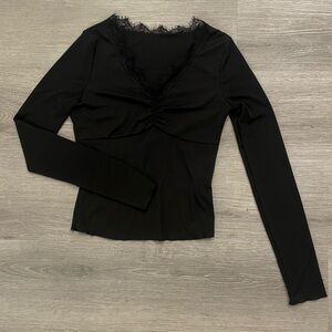 Elegant Black Lace Trim Top